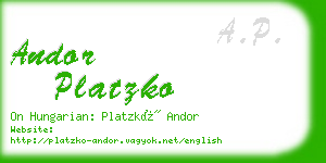 andor platzko business card